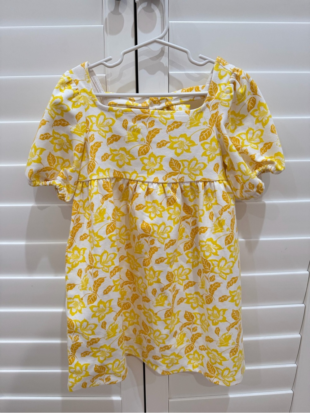 Janie and Jack Yellow Floral Puff-Sleeve Kids Dress